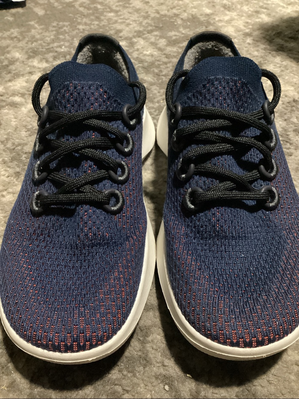 Allbirds Women’s Tree Dasher Sneakers Navy Blue Red White Soles Puukeko Shoes 9